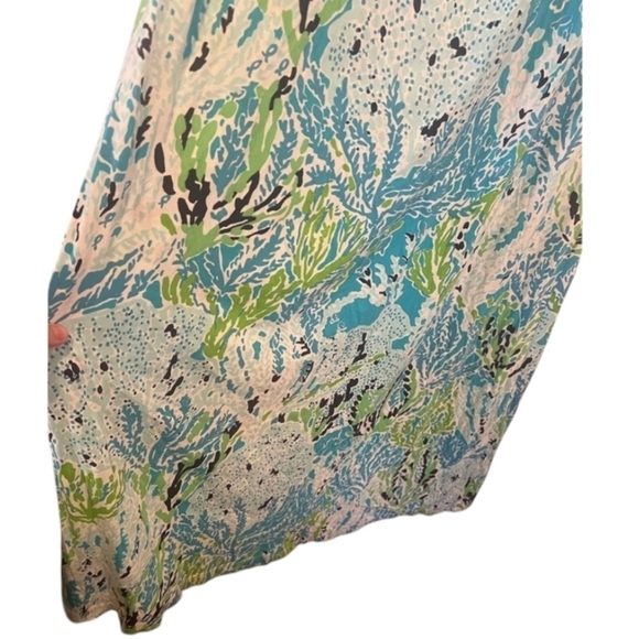 Lilly Pulitzer Strapless Blue and Green Coral Maxi Dress - Picture 5 of 6